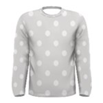 Polka Dots - White on Platinum Gray Men s Long Sleeve T-shirt