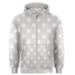 Polka Dots - White on Platinum Gray Men s Zipper Hoodie