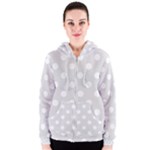 Polka Dots - White on Platinum Gray Women s Zipper Hoodie