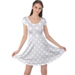 Polka Dots - White on Platinum Gray Cap Sleeve Dress