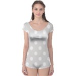 Polka Dots - White on Platinum Gray Boyleg Leotard (Ladies)