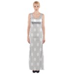Polka Dots - White on Platinum Gray Maxi Thigh Split Dress