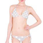 Polka Dots - White on Platinum Gray Bikini Set