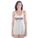 Polka Dots - White on Platinum Gray Skater Dress Swimsuit