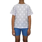 Polka Dots - White on Platinum Gray Kid s Short Sleeve Swimwear