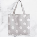 Polka Dots - White on Platinum Gray Zipper Grocery Tote Bag