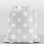 Polka Dots - White on Platinum Gray Drawstring Bag (Small)