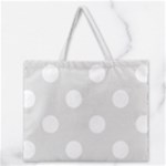 Polka Dots - White on Platinum Gray Zipper Large Tote Bag