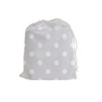 Polka Dots - White on Platinum Gray Drawstring Pouch (L)