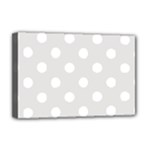 Polka Dots - White on Platinum Gray Deluxe Canvas 18  x 12  (Stretched)