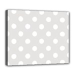 Polka Dots - White on Platinum Gray Deluxe Canvas 24  x 20  (Stretched)