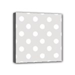 Polka Dots - White on Platinum Gray Mini Canvas 4  x 4  (Stretched)