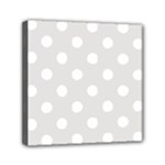 Polka Dots - White on Platinum Gray Mini Canvas 6  x 6  (Stretched)
