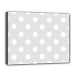 Polka Dots - White on Platinum Gray Canvas 14  x 11  (Stretched)