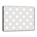 Polka Dots - White on Platinum Gray Canvas 16  x 12  (Stretched)