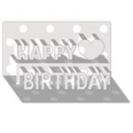 Polka Dots - White on Platinum Gray Happy Birthday 3D Greeting Card (8x4)