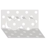 Polka Dots - White on Platinum Gray Twin Hearts 3D Greeting Card (8x4)