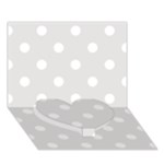 Polka Dots - White on Platinum Gray Heart Bottom 3D Greeting Card (7x5)