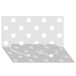 Polka Dots - White on Platinum Gray Twin Heart Bottom 3D Greeting Card (8x4)