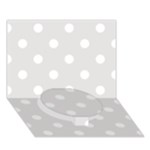 Polka Dots - White on Platinum Gray Circle Bottom 3D Greeting Card (7x5)