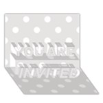 Polka Dots - White on Platinum Gray YOU ARE INVITED 3D Greeting Card (7x5)