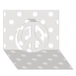 Polka Dots - White on Platinum Gray Peace Sign 3D Greeting Card (7x5)