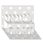 Polka Dots - White on Platinum Gray You Rock 3D Greeting Card (7x5)