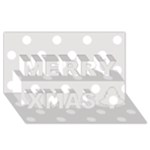 Polka Dots - White on Platinum Gray Merry Xmas 3D Greeting Card (8x4)