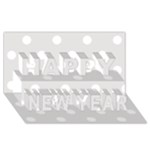 Polka Dots - White on Platinum Gray Happy New Year 3D Greeting Card (8x4)