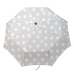 Polka Dots - White on Platinum Gray Folding Umbrella
