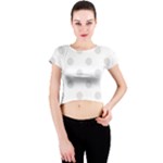 Polka Dots - Platinum Gray on White Crew Neck Crop Top
