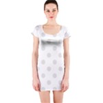 Polka Dots - Platinum Gray on White Short Sleeve Bodycon Dress