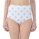Polka Dots - Platinum Gray on White High-Waist Bikini Bottoms
