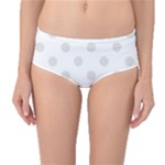 Polka Dots - Platinum Gray on White Mid-Waist Bikini Bottoms