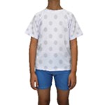Polka Dots - Platinum Gray on White Kid s Short Sleeve Swimwear