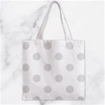 Polka Dots - Platinum Gray on White Zipper Grocery Tote Bag