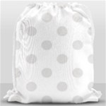 Polka Dots - Platinum Gray on White Drawstring Bag (Large)