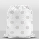 Polka Dots - Platinum Gray on White Drawstring Bag (Small)