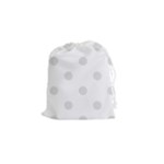 Polka Dots - Platinum Gray on White Drawstring Pouch (S)