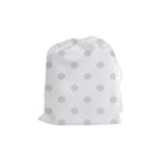 Polka Dots - Platinum Gray on White Drawstring Pouch (M)