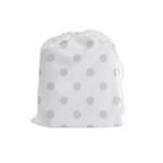 Polka Dots - Platinum Gray on White Drawstring Pouch (L)