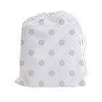 Polka Dots - Platinum Gray on White Drawstring Pouch (XXl)
