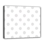Polka Dots - Platinum Gray on White Deluxe Canvas 24  x 20  (Stretched)