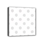Polka Dots - Platinum Gray on White Mini Canvas 4  x 4  (Stretched)