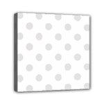 Polka Dots - Platinum Gray on White Mini Canvas 6  x 6  (Stretched)