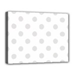 Polka Dots - Platinum Gray on White Canvas 14  x 11  (Stretched)