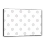 Polka Dots - Platinum Gray on White Canvas 18  x 12  (Stretched)