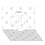Polka Dots - Platinum Gray on White Peace Sign 3D Greeting Card (7x5)
