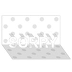 Polka Dots - Platinum Gray on White SORRY 3D Greeting Card (8x4)