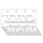 Polka Dots - Platinum Gray on White Happy New Year 3D Greeting Card (8x4)